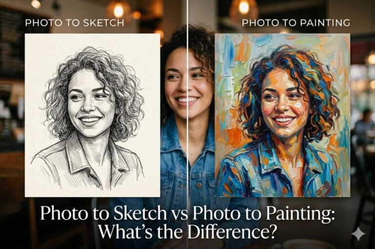 photo to sketch vs photo to painting difference