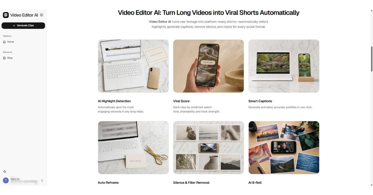 Video Editor AI Homepage